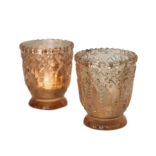 Copper/Rose Gold Vintage Votive Candle Holders Beautiful Wedding Hire