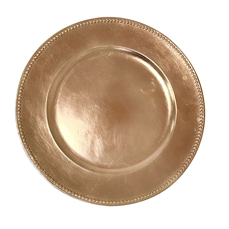 Copper for Dining Table or Décor Round Beaded Decorative Charger Plates Set of 6 13 Inches Round 