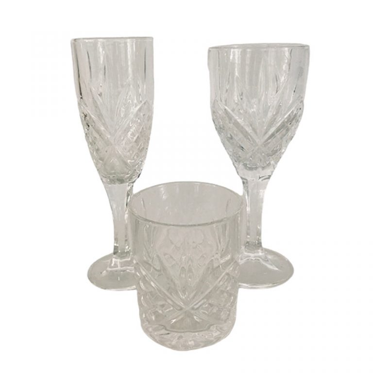 Crystal Cut Glassware 3 Piece Set Beautiful Wedding Hire 9291