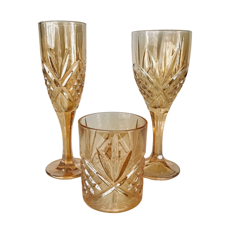 Crystal Cut Glassware - 3 piece set - Beautiful Wedding Hire