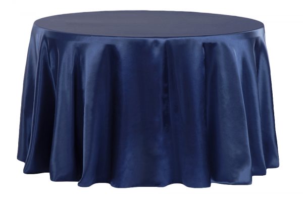 Navy Satin Tablecloth Round
