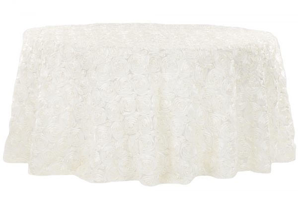 Ivory Rosette Tablecloth Round