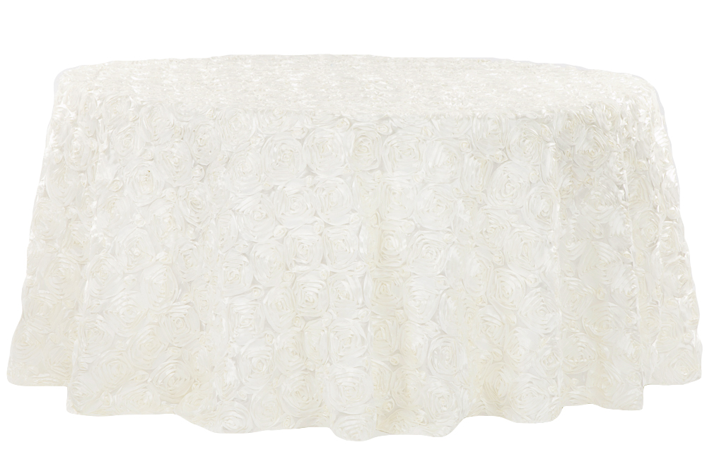 Ivory Rosette Tablecloth Round - Beautiful Wedding Hire